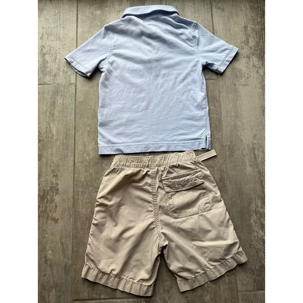 Baby Gap Toddler Boys 2 Piece Outfit Set Khaki Shorts Polo Golf Shirt 3T READ!